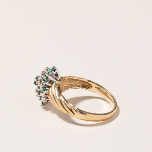 14K Yellow Gold Emerald & Diamond Ring | 0.30ctw, 0.22ctw | SZ 7.25 For Discount