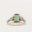 Vintage Emerald & Old European Cut Diamond Ring in Platinum and 18k Gold | 2.15ct, 0.24ctw | SZ 7.5 | Online Sale