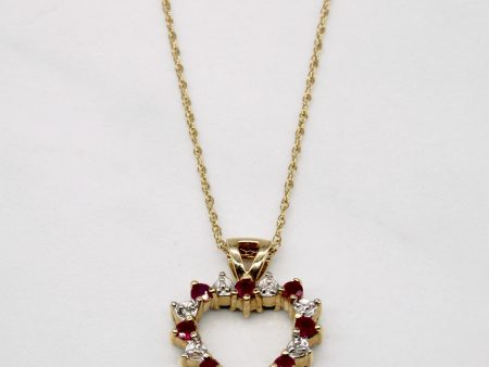 Ruby and Emerald with Diamond Double Sided Heart Pendant Necklace | 0.68ctw | 16  | Online Hot Sale