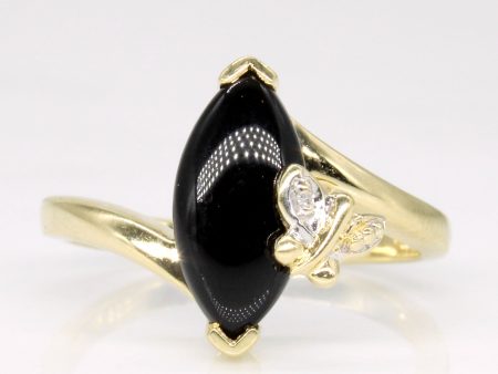 Onyx & Diamond Butterfly Cocktail Ring | 1.50ct, 0.01ct | SZ 6.75 | Online Hot Sale