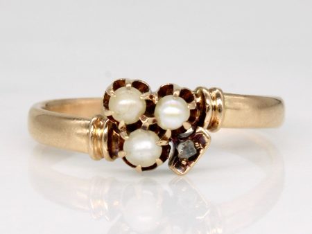 Vintage Pearl & Diamond Ring | 0.01ct | SZ 7.75 | Sale