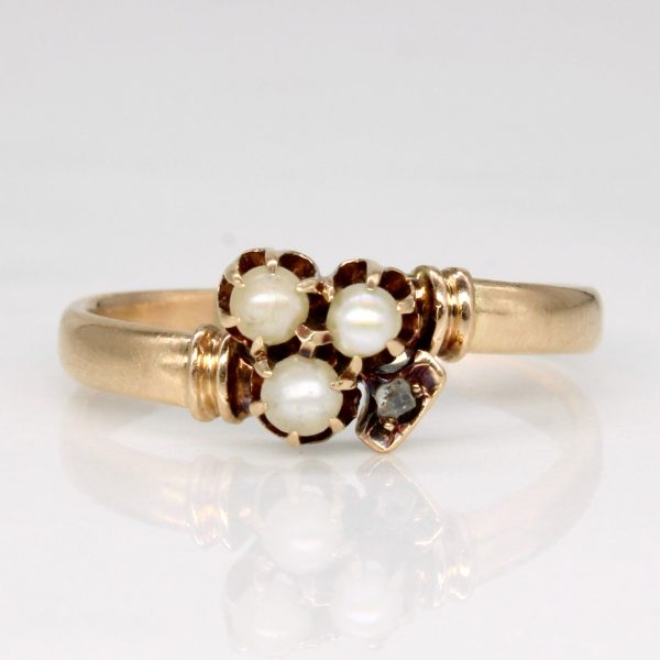 Vintage Pearl & Diamond Ring | 0.01ct | SZ 7.75 | Sale