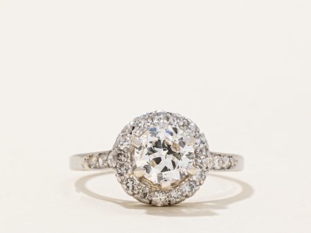 Diamond Halo Engagement Ring | 1.06ctw VS2-I1 G H | SZ 5.75 | Online Sale