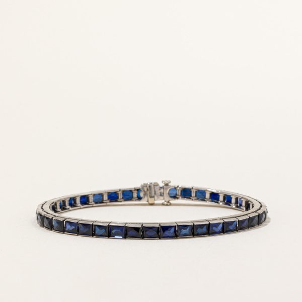 Synthetic Sapphire Tennis Bracelet | 14.00ctw | 7  | Fashion