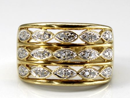 Textured Diamond Wide Gold Ring | 0.15ctw | SZ 6 | Supply