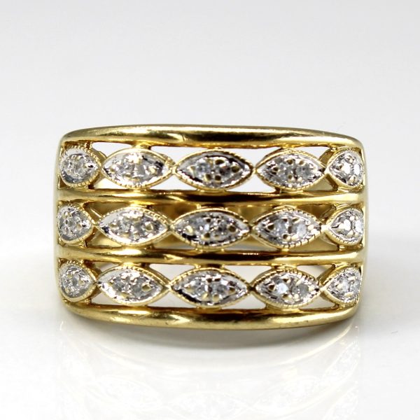 Textured Diamond Wide Gold Ring | 0.15ctw | SZ 6 | Supply