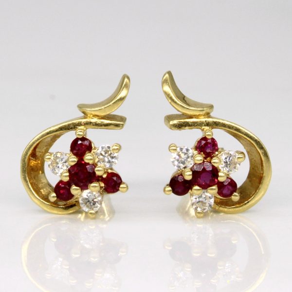 Ruby & Diamond Earrings | 0.20ctw, 0.18ctw | on Sale