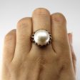 Two Tone Gold Mabe Pearl Ring | SZ 7.25 | Cheap