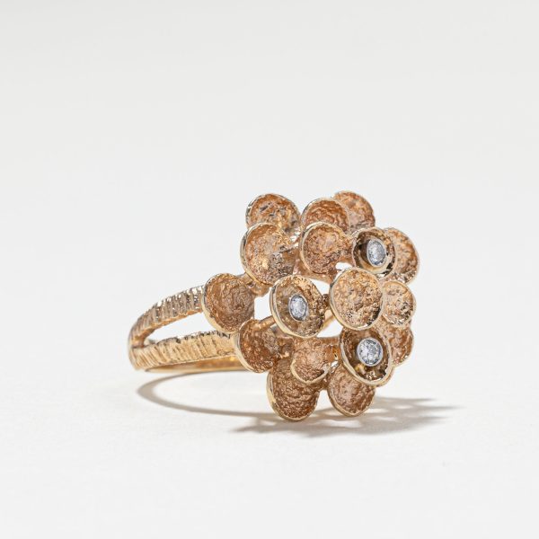 Textured Diamond High Set Ring | 0.06ctw | SZ 6.5 | Sale