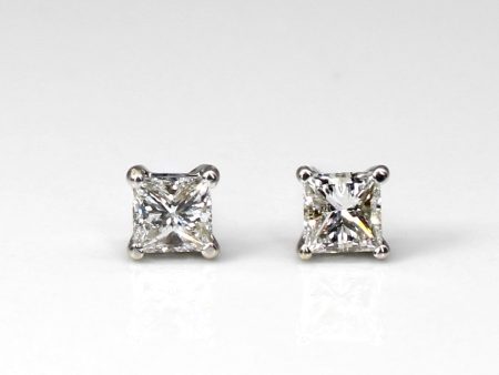 Canadian Princess Cut Diamond Stud Earrings | 0.54ctw SI2 E VG | Fashion