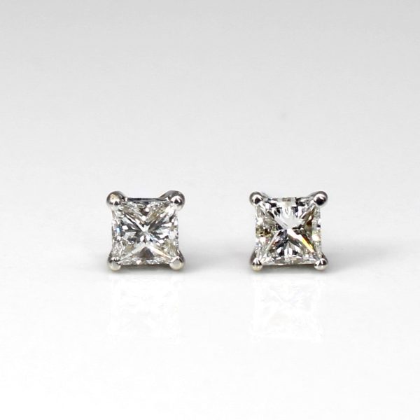 Canadian Princess Cut Diamond Stud Earrings | 0.54ctw SI2 E VG | Fashion