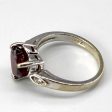 Three Stone Garnet & Diamond Ring | 2.25ct | 0.06ctw | SZ 5 | Online Hot Sale