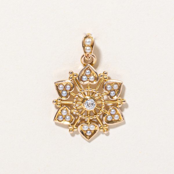 Vintage Diamond & Pearl Pendant | 0.07ct | Online now