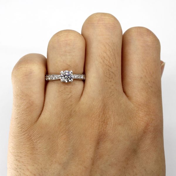 Solitaire with Accents Diamond Ring | 0.93ctw VVS2 F | SZ 4.75 | Fashion