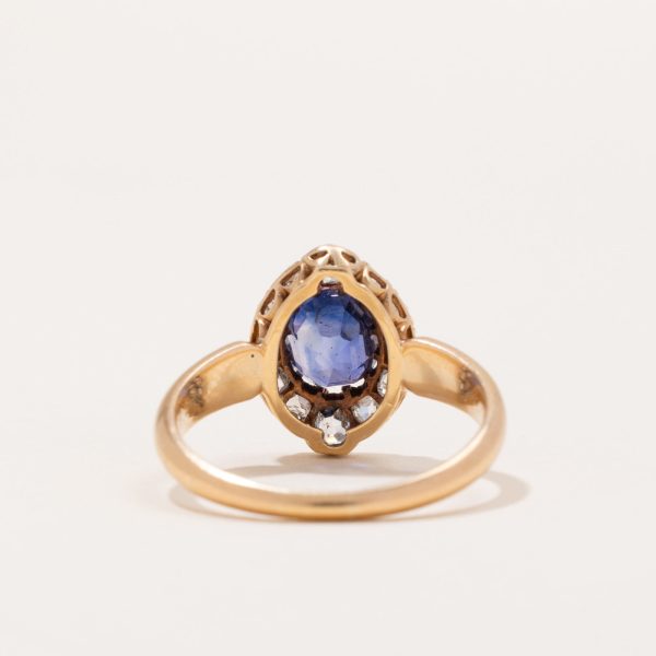 Victorian Colour Changing Sapphire & Diamond Halo Ring | 1.95ct, 0.89ctw | SZ 8.5 | Online