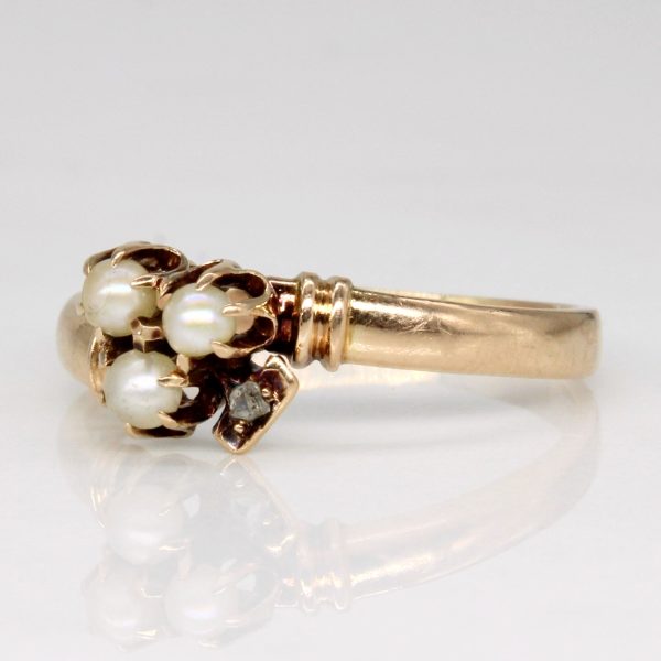 Vintage Pearl & Diamond Ring | 0.01ct | SZ 7.75 | Sale