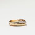 Tri Tone Gold Crossover Multi Band Diamond Ring | 0.01ctw | SZ 7.5 | For Sale