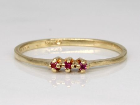 Three Stone Ruby Ring | 0.02ctw | SZ 6 | Discount