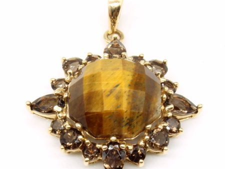 Tiger s Eye & Smoky Quartz Pendant | 4.90ct, 0.80ctw | Online now