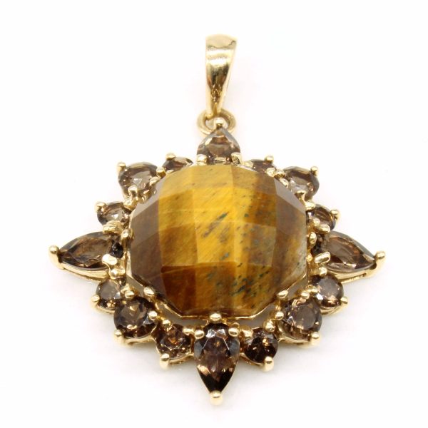 Tiger s Eye & Smoky Quartz Pendant | 4.90ct, 0.80ctw | Online now