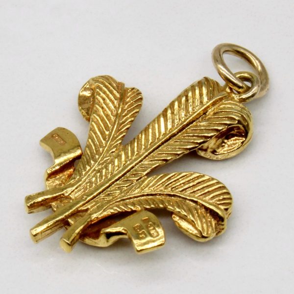 Vintage 9k Yellow Gold Prince of Wales Feathers Charm For Cheap