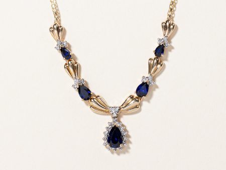 Synthetic Sapphire & Natural Diamond Necklace | 2.50ctw, 0.04ctw | 18  | For Discount