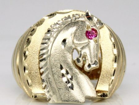 Synthetic Ruby Horse Ring | 0.03ct | SZ 7.5 | For Discount