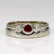 Synthetic Ruby & Diamond Fused Engagement & Wedding Band | 0.14ct, 0.04ctw | SZ 5.25 | For Cheap