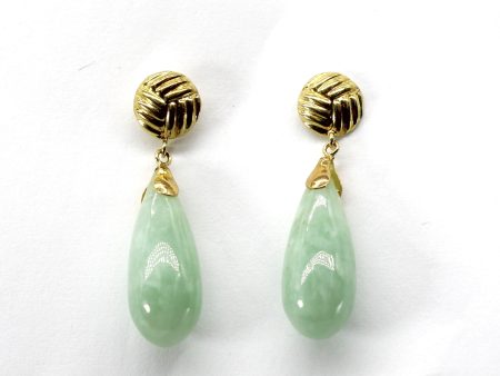 Tear Drop Jadeite Dangle Earrings | 13.00ctw | Sale