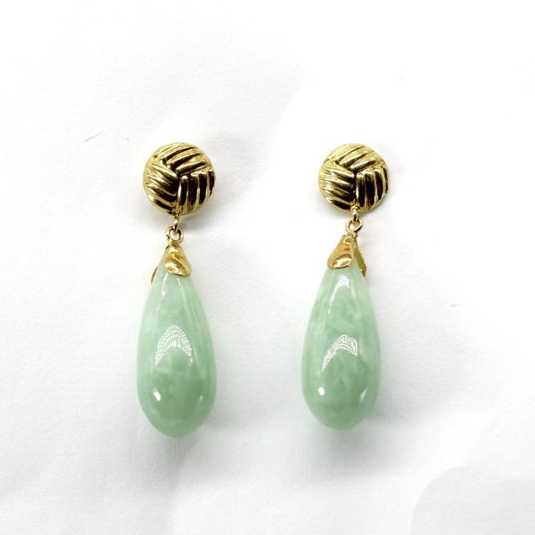 Tear Drop Jadeite Dangle Earrings | 13.00ctw | Sale