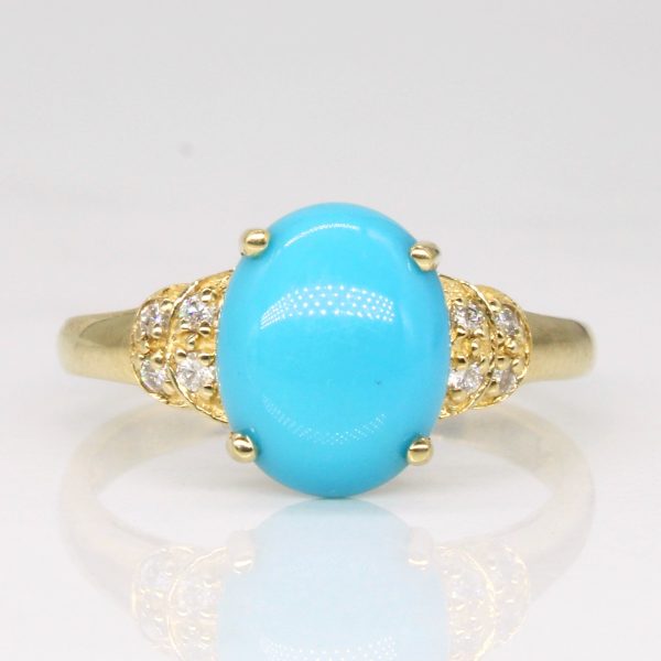 Turquoise & Diamond Cocktail Ring | 2.25ct, 0.04ctw | SZ 7 | Online Sale