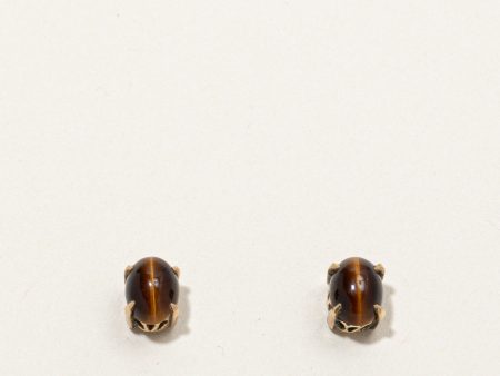 Tiger s Eye Stud Earrings | 1.20ctw | For Cheap