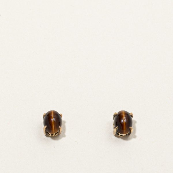 Tiger s Eye Stud Earrings | 1.20ctw | For Cheap