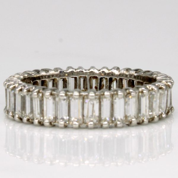 Vintage Platinum Baguette Cut Diamond Eternity Ring | 2.00ctw VS1 VS2 I J| SZ 6.5 | Online Sale