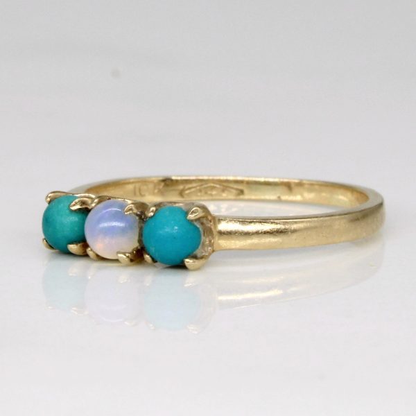 Turquoise & Opal Bead Ring | 0.30ctw, 0.12ct | SZ 4.25 | Online now