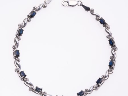 10k Yellow Gold Blue Sapphire Bracelet | 2.27ctw | 7.25  Supply