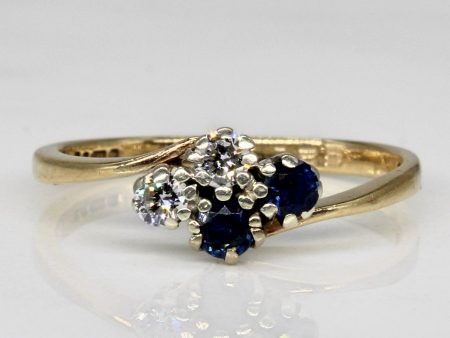 Synthetic Sapphire & Diamond Cross Over Ring | 0.18ctw, 0.15ctw | SZ 7.25 | Discount