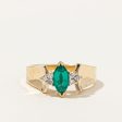 Synthetic Emerald & Natural Diamond Ring | 0.41ct, 0.06ctw | SZ 6 | Discount