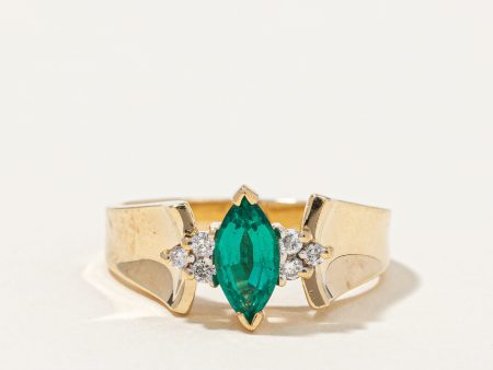 Synthetic Emerald & Natural Diamond Ring | 0.41ct, 0.06ctw | SZ 6 | Discount