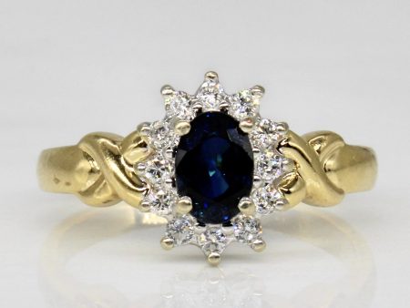 Synthetic Sapphire & Diamond Cocktail Ring | 0.55ct, 0.18ctw | SZ 6.25 | Online Hot Sale