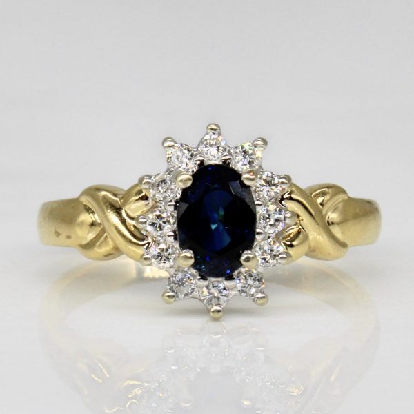 Synthetic Sapphire & Diamond Cocktail Ring | 0.55ct, 0.18ctw | SZ 6.25 | Online Hot Sale