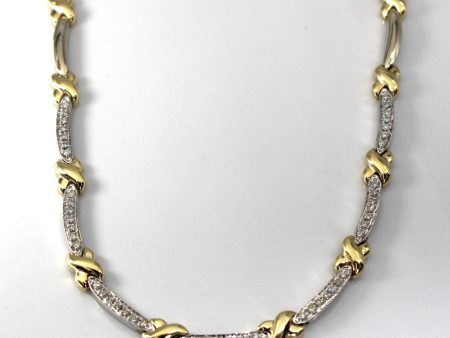 Two Tone Gold Crossover Diamond Necklace | 1.00ctw | 17 | Discount