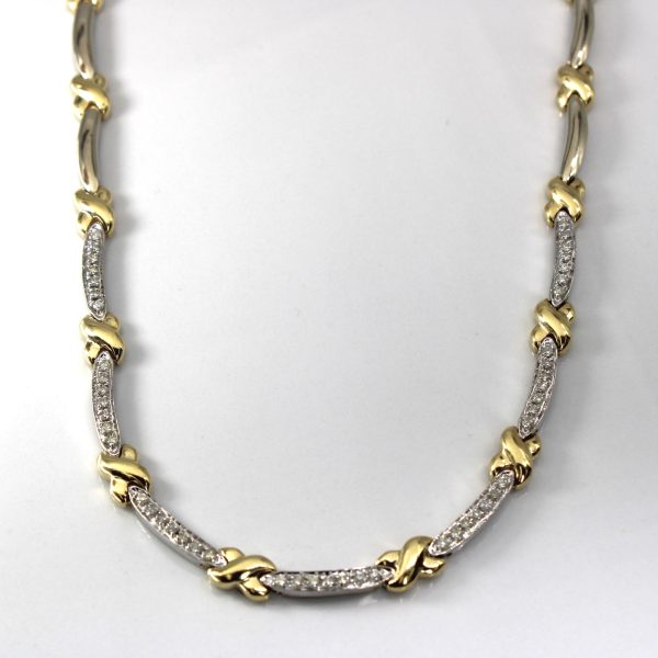 Two Tone Gold Crossover Diamond Necklace | 1.00ctw | 17 | Discount