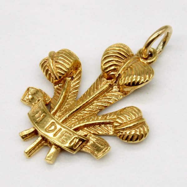 Vintage 9k Yellow Gold Prince of Wales Feathers Charm For Cheap