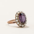 Synthetic Purple Sapphire & Pearl Halo Ring | 3.30ct | SZ 6.25 | Supply