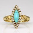 Vintage Turquoise & Diamond Halo Ring | 0.40ct, 0.18ctw | SZ 7.25 | For Sale