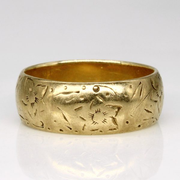 Vintage Canadian 10k Yellow Gold Hand Floral Engraved Ring | SZ 7 | Fashion