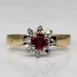 Synthetic Ruby & Diamond Cluster Ring | 0.25ct, 0.08ctw | SZ 5 | Online