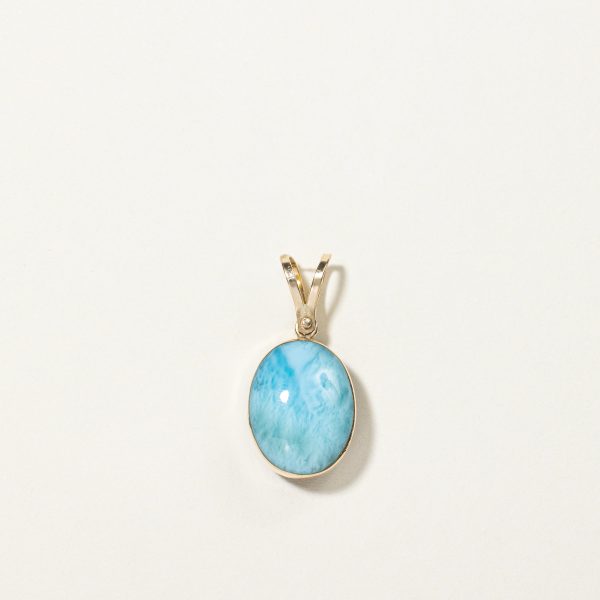 Two-Sided Larimar & Amber Pendant | 3.50ct, 1.50ct | Online Hot Sale