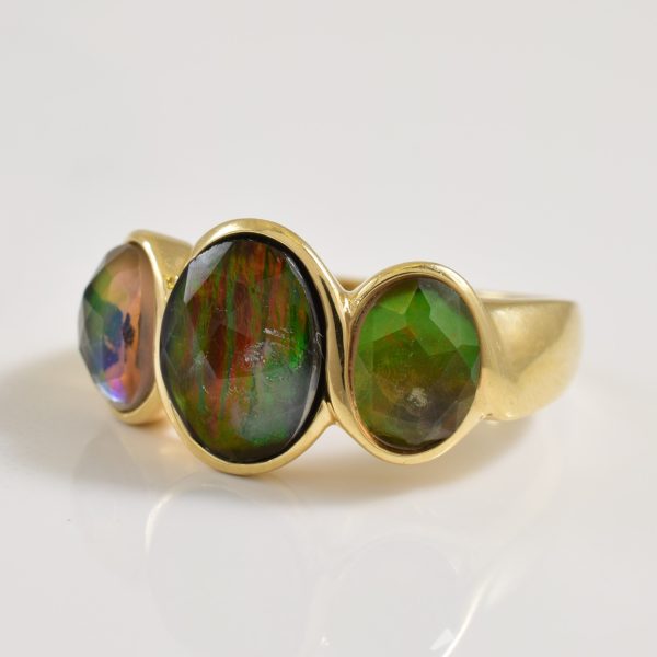 Three Stone Ammolite Ring | 2.50ctw | SZ 5.75 | Fashion